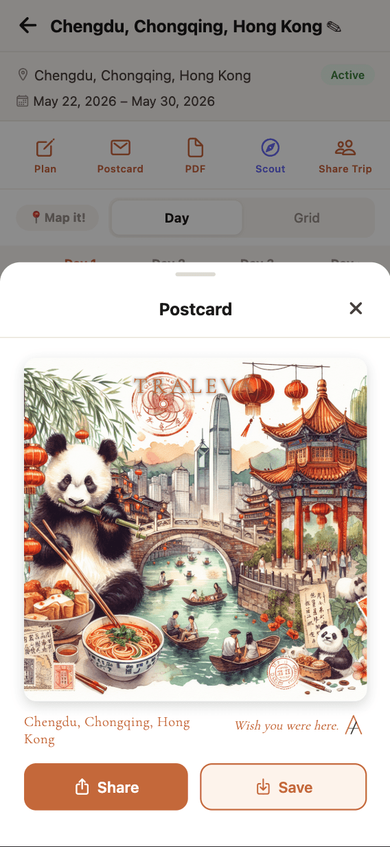 Traleva postcard — third style